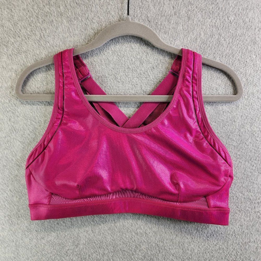 Fabletics Sports Bra Womens XS Pink Iridescent Belle High Impact Crossback